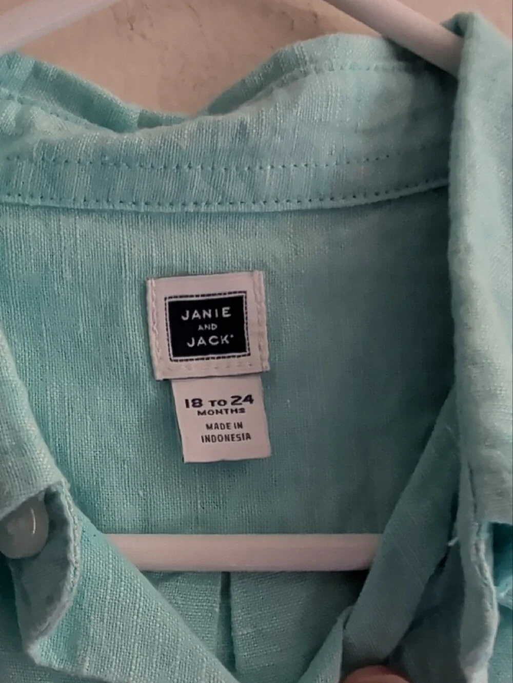 Janie and Jack Teal-Blue Short Sleeve Button-Up Shirt